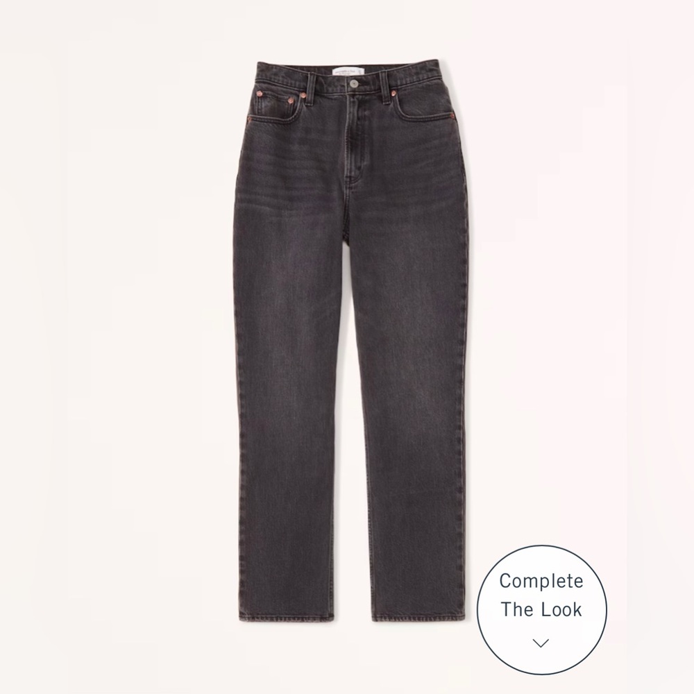 NWOT A&F Stretch Denim Curve Love Ultra High Rise 90s Straight Jean -Black Sz 31